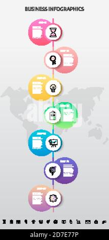 Vector infographic template circles for seven labels, diagram, graph, presentation. Business concept with 7 options. For content, steps, timeline Stock Vector