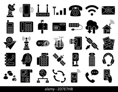 Telecommunication Iconset Glyph Style Stock Photo