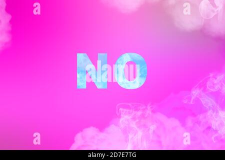 No cloud word written in vivid purple sky. Refuce or quit concept Stock Photo