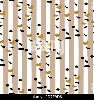 birch and shelf fungi seamless vector pattern Stock Vector