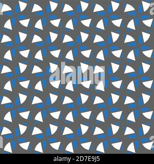 Vector seamless pattern texture background with geometric shapes, colored in dark grey, blue and white colors. Stock Vector