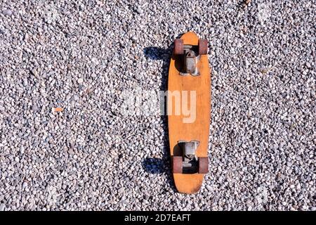 Wooden 70's skate board skateboard Stock Photo