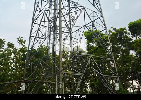 Close up of a mobile tower in India, selective focusing Stock Photo