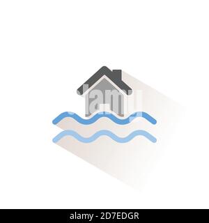 Flood. Isolated color icon. Weather glyph vector illustration Stock Vector