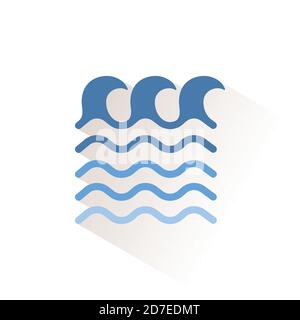 High waves on the sea. Isolated color icon. Weather glyph vector illustration Stock Vector