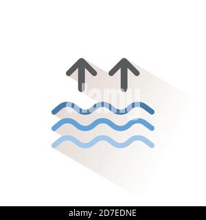 High tides. Waves on the sea. Isolated color icon. Weather glyph vector illustration Stock Vector
