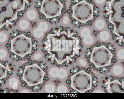 Kaleidoscope pattern with gray polygon shapes connected with transparent rhombuses Stock Photo