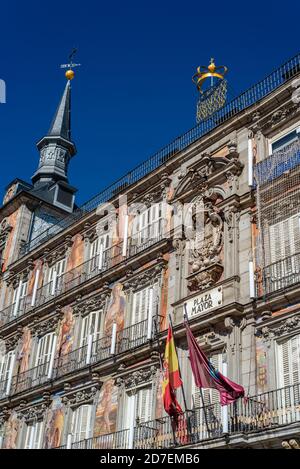 The Plaza Mayor or Main Square, it is a major public space in the heart of Madrid Stock Photo