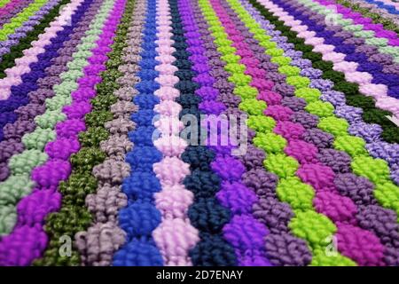 Background from multi colored strips associated with threads Stock Photo