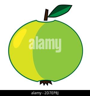 Green apple. Apple icon with twig and leaf isolated on white background Stock Vector