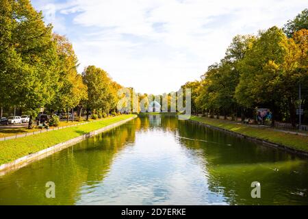 Hubertusbrunnen on the Nymphenburg Canal in Munich, historic building Stock Photo