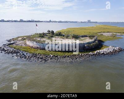 the ruins of Pinckney Castle, one of three forts in Charleston Harbor used during the American Civil War. Stock Photo