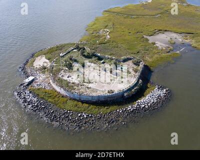 the ruins of Pinckney Castle, one of three forts in Charleston Harbor used during the American Civil War. Stock Photo