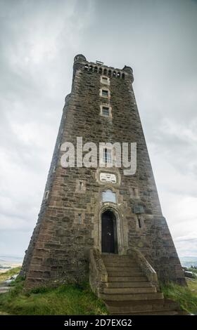 Scrabo Tower, a turreted tower 125' high located near Strangford Lough, County Down, Northern Ireland. Stock Photo