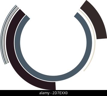 Cyber-cyberpunk, sci-fi geometric circles, rings. Hi-tech HUD elements. Concentric, radial revolving circles for techno, technology themes. Circular, Stock Vector