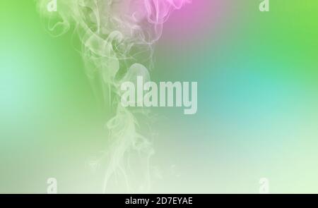 Neon green and pink wipe smoke cloud. Abstract mystic freeze motion diffusion background Stock Photo