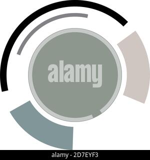 Cyber-cyberpunk, sci-fi geometric circles, rings. Hi-tech HUD elements. Concentric, radial revolving circles for techno, technology themes. Circular, Stock Vector