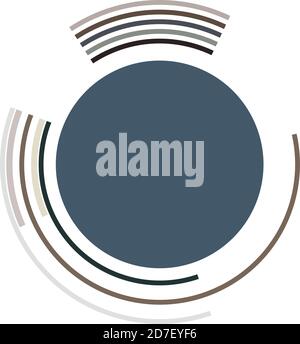 Cyber-cyberpunk, sci-fi geometric circles, rings. Hi-tech HUD elements. Concentric, radial revolving circles for techno, technology themes. Circular, Stock Vector