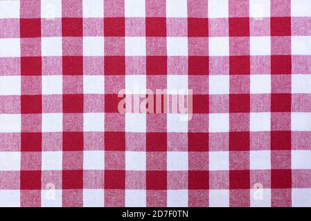 Close up of red and white cross pattern and texture, as chess table. Red and white chess table. Stock Photo