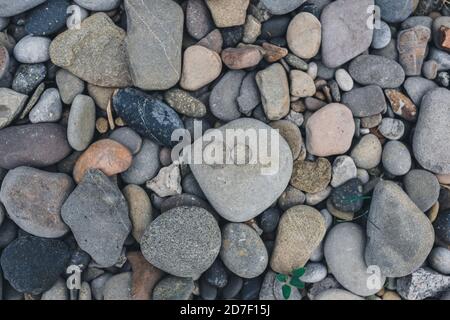 Wedding rings on gray stones natural background Stock Photo