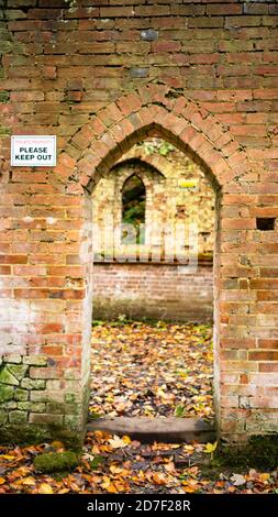 The derelict victorian school in Bedham woods near Petworth in West Sussex, England, UK Stock Photo