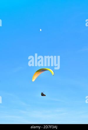 Paragliding above the Palouse Wheat Field Stock Photo