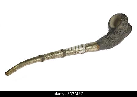 vintage opium pipe isolated on white background Stock Photo