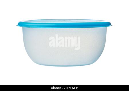 white plastic box with blue cab isolated on white background close up Stock Photo