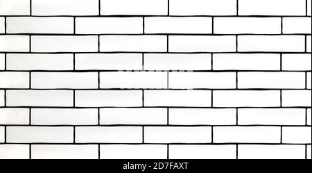 White brick wall. Background with white ceramic tiles. Space for text. Stock Photo