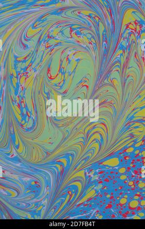 EBRU- Ancient oriental drawing technique. Natural Luxury. Style incorporates the swirls of marble or the ripples of agate a luxe effect. Traditional Stock Photo