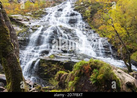 The foot of Steall Falls in Glen Nevis, Scotland Stock Photo