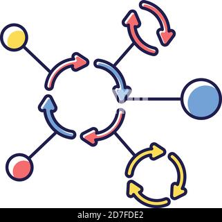 Synergetic network RGB color icon Stock Vector