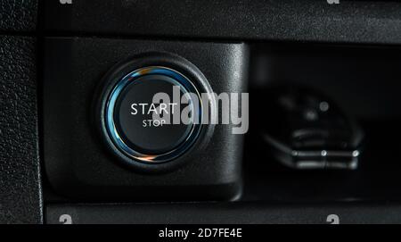 car engine start button Stock Photo
