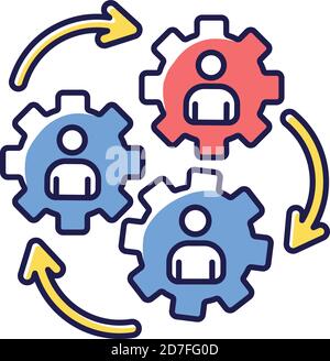 Human synergy RGB color icon Stock Vector