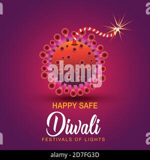 Indian festival happy Diwali. coid-19, corona virus concept Stock Vector