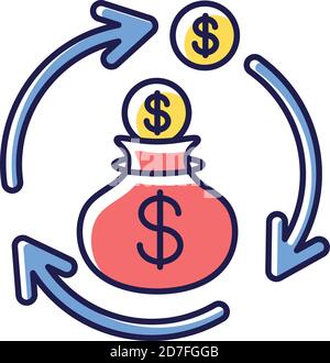 Revenue synergy RGB color icon Stock Vector
