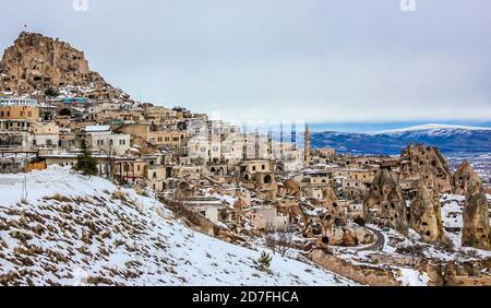 Pigeon Valley in Goreme during winter. Cappadocia, Turkey Stock Photo