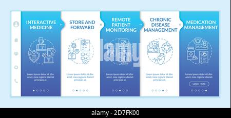 Telemedicine services types onboarding vector template Stock Vector