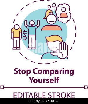 Stop comparing yourself concept icon Stock Vector