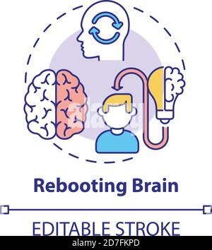 Rebooting brain concept icon Stock Vector