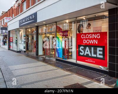 A branch of the women's clothing store BonMarche, part of the failed  Peacocks group of stores, about to close down, UK Stock Photo - Alamy