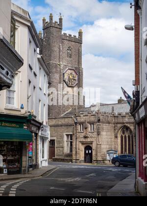 LAUNCESTON, CORNWALL, UK - SEPT 1 2020: View of St Mary Magdalene's Church. Stock Photo