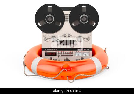 Service and repair of retro reel-to-reel tape recorder, 3D rendering  isolated on white background Stock Photo - Alamy