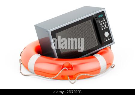 Service and repair of microwave oven, 3D rendering isolated on white background Stock Photo