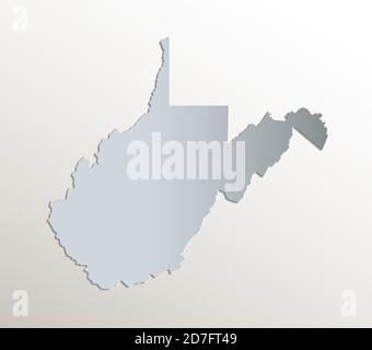 West Virginia  map, white blue card paper 3D blank Stock Photo