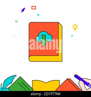 Download the book online filled line icon, simple illustration Stock Vector