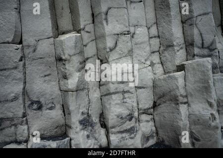 Backdrop from basalt volcanic rock formations in Reinisfjara beach near Vik in northern Iceland Stock Photo