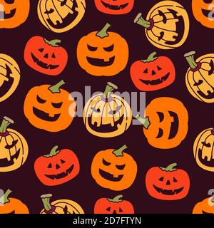 Halloween pumpkin seamless pattern. Vector illustration background. For print, textile, web, home decor, fashion, surface, graphic design Stock Vector