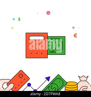 Budget calculation filled line icon, simple illustration Stock Vector