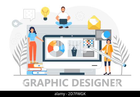 Web developer concept vector for landing page. Programmer constructs website using crane and writes code. Software engineer working in digital or AI t Stock Vector
